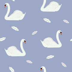 Seamless beautiful vector illustration with white swans