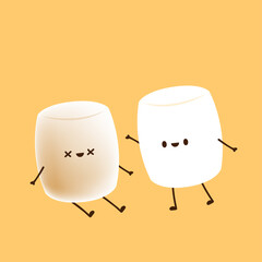 Burned Marshmallows cartoon vector. Marshmallows character design.