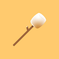 Marshmallow and stick vector. free space for text. Marshmallow stick logo. Burned Marshmallows
