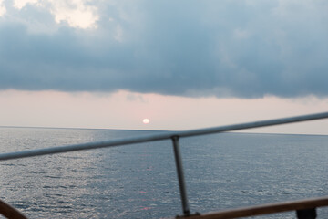 Panorama of the sea while sailing at dawn