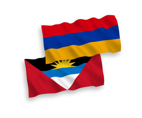 Flags of Antigua and Barbuda and Armenia on a white background