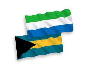 Flags of Commonwealth of The Bahamas and Sierra Leone on a white background