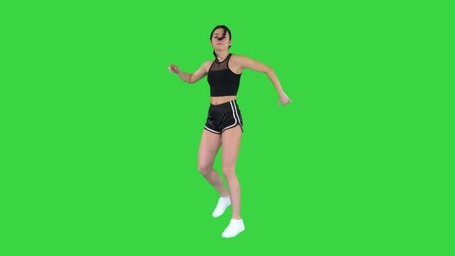 Hot b-girl dancing on a Green Screen, Chroma Key.