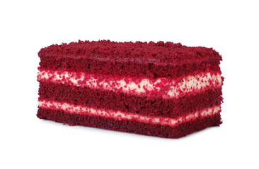 Red velvet cake isolated on white background.