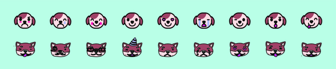 set of dogs head cartoon icon design template with various models. vector illustration