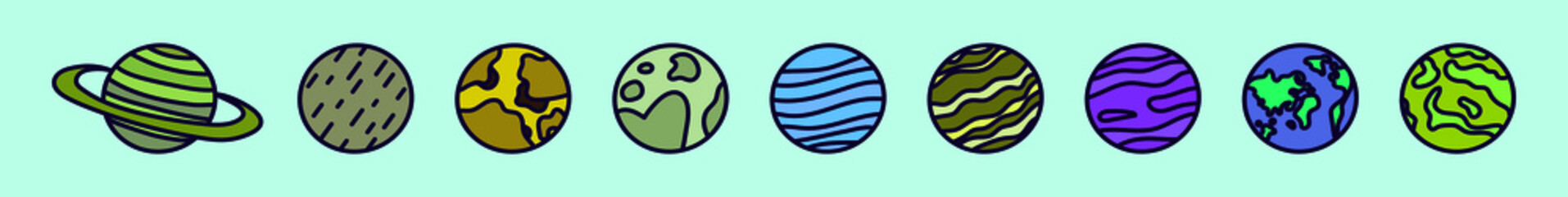 set of solar system planets cartoon icon design template with various models. vector illustration © eny