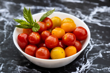 Red and yellow cherry tomatoes