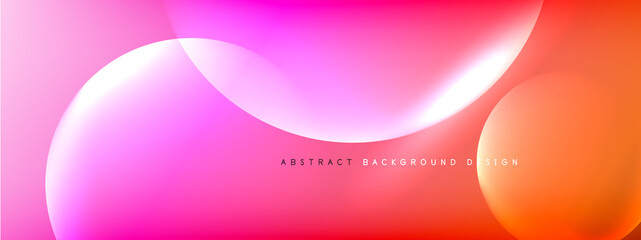 Vector abstract background liquid bubble circles on fluid gradient with shadows and light effects. Shiny design templates for text