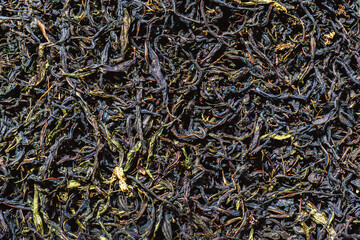 Dried tea leaves. View from above