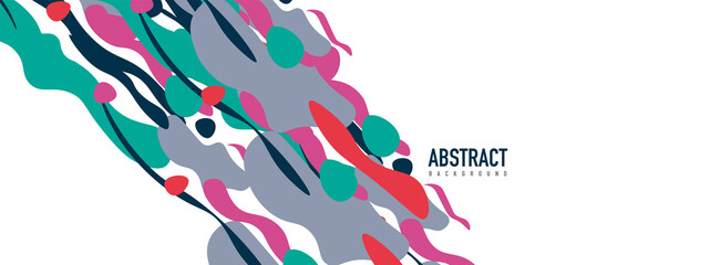 Trendy liquid style shapes abstract design, dynamic vector background for placards, brochures, posters, web landing pages, covers or banners