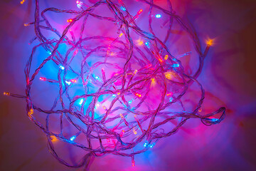 Chain of lights with LEDs create an atmospheric lighting