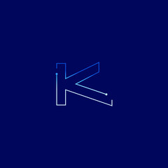 Abstract electronic tech circuit line technology k logo icon