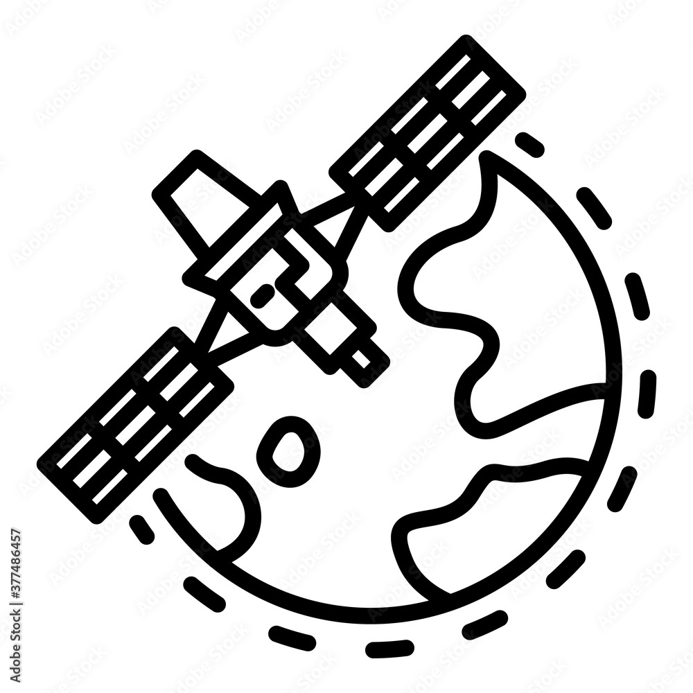 Poster global space station icon. outline global space station vector icon for web design isolated on white