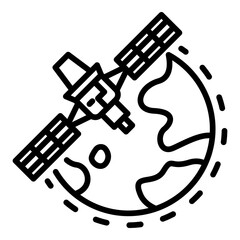 Global space station icon. Outline global space station vector icon for web design isolated on white background