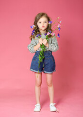 portrait of little model girl in studio