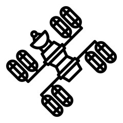 Space station planet icon. Outline space station planet vector icon for web design isolated on white background