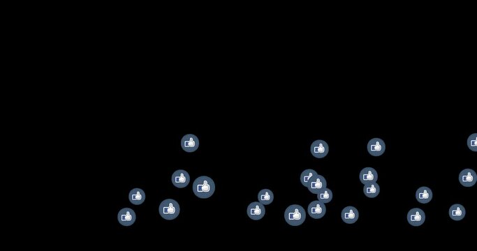 Thumbs up, blue icons social media live video isolated on green background. Network marketing.