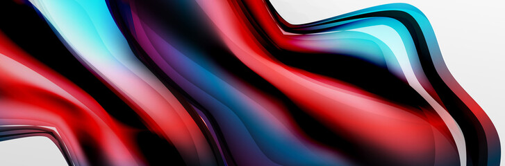 Vector abstract background, flowing liquid style bubble with metallic, color quicksilver chrome texture and color glow effects