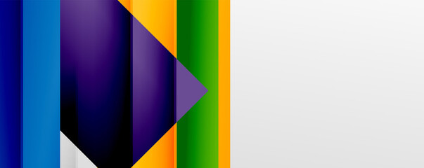 Geometric abstract backgrounds with shadow lines, modern forms, rectangles, squares and fluid gradients. Bright colorful stripes cool backdrops