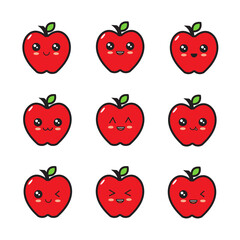 illustration vector graphic of cute apple good for children and women such as nutrition, food, drink, clothes design, stickers, paper, books, and others
