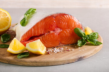 Raw salmon fillet