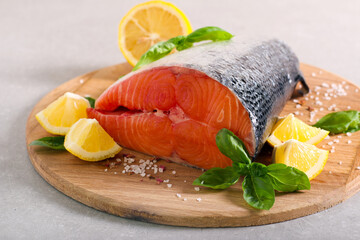 Raw salmon fillet