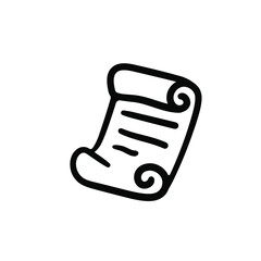 Hand drawn scroll. Simple vector icon