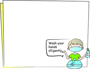 vector cartoon Coronavirus disease Precautions border frame background