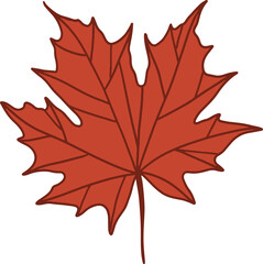 Maple red leaf vector minimalistic image. Label, print.