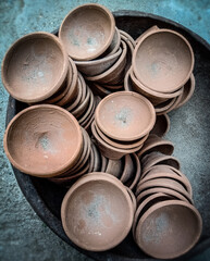 clay pots on the urban market