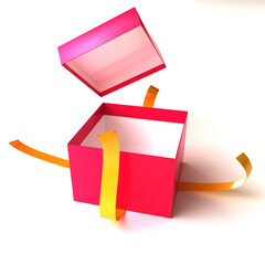 Opening red gift box on a pure white background.. 3