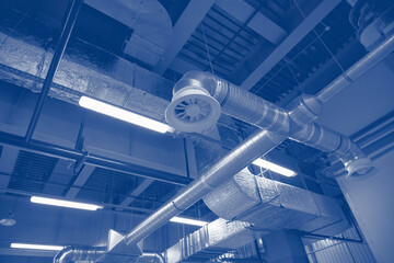 Part of the air circulation system in the industrial premises of the factory