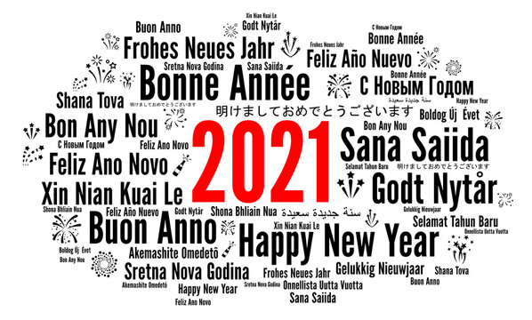 Happy New Year 2021 in different languages
