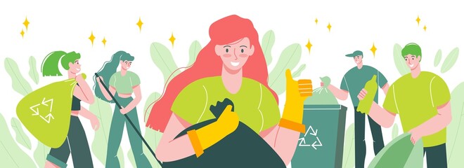 Garbage Sorting Horizontal Composition 