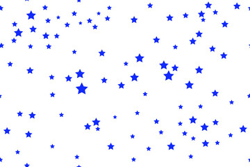 Blue stars on a white background. Seamless Vector Illustration