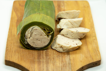 Vietnamese sausage wrapped in banana leaves