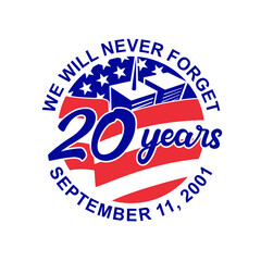 9-11 Memorial Patriot Day September 11 2001 20 Years Tribute Circle Retro Color