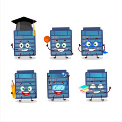 School student of server cloud cartoon character with various expressions