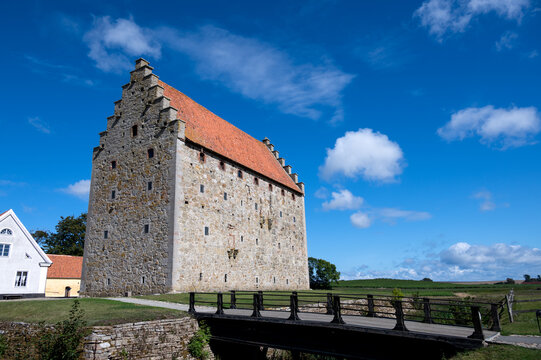 The medieval fortress and castle of Glimmingehus in &Ouml;sterlen, Sweden, on a clear summer day