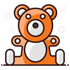 
Kids stuffed toy plaything, flat icon of teddy bear vector design 
