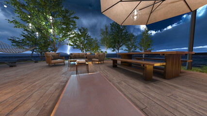 海沿いのテラス