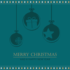 Fototapeta na wymiar christmas greeting card with hanging decoration vector illustration EPS10
