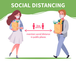 Cartoon Social Distancing Poster