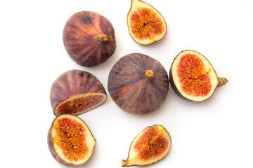 Close up of whole and halves figs