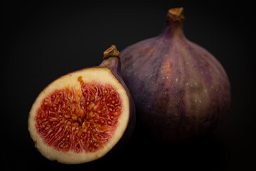 Close up of whole and halves figs