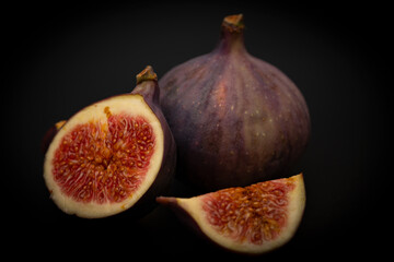 Close up of whole and halves figs