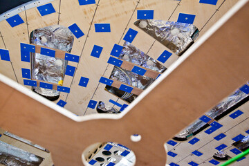 Ceiling of the wheelhouse of a yacht under construction. Shipbuilding Industry. Shipyard. Superyachts. © A