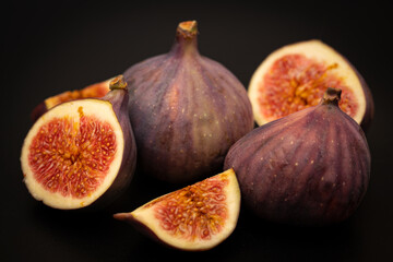 Close up of whole and halves figs