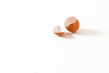 chicken broken egg on white background