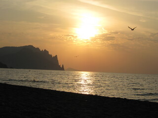 sunset on the sea, Crimea, Meganom, Southern coast of Crimea, Fox Bay